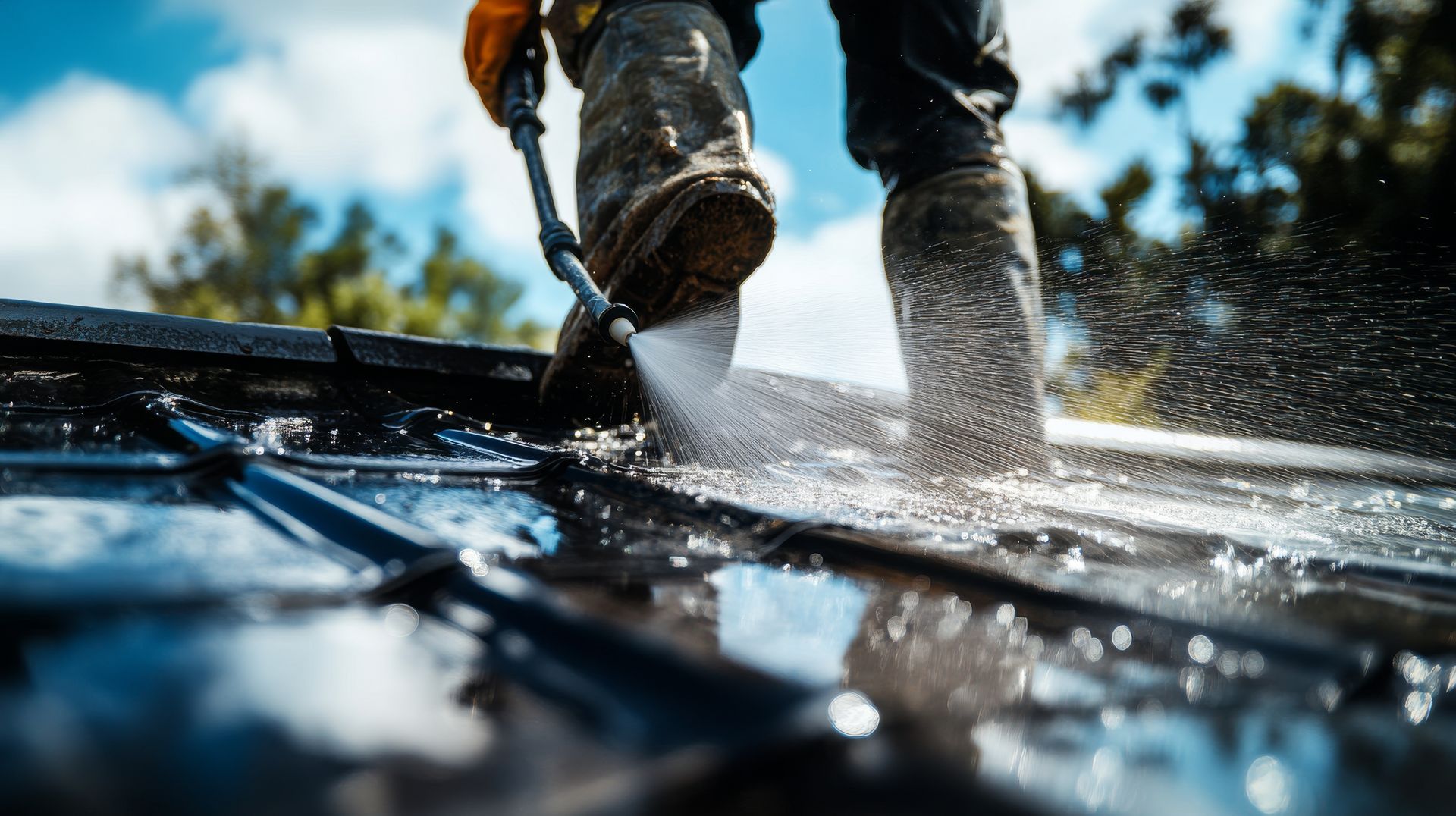 La pulvérisation d'un produit en gros plan.
