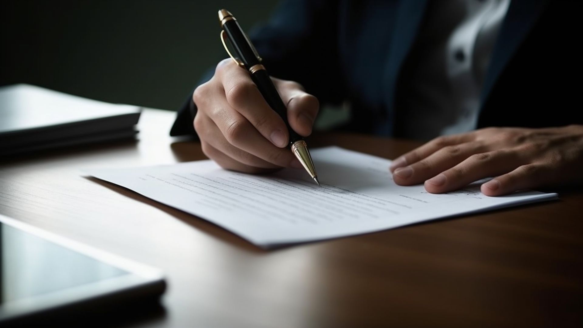 Femme qui écrit un contrat