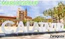 La palabra zaragoza está escrita en grandes letras blancas.