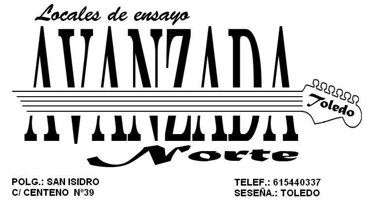 Logotipo para Avanzada Norte, un local de ensayo en Toledo, Espa&ntilde;a, con dise&ntilde;o de m&aacute;stil de guitarra.