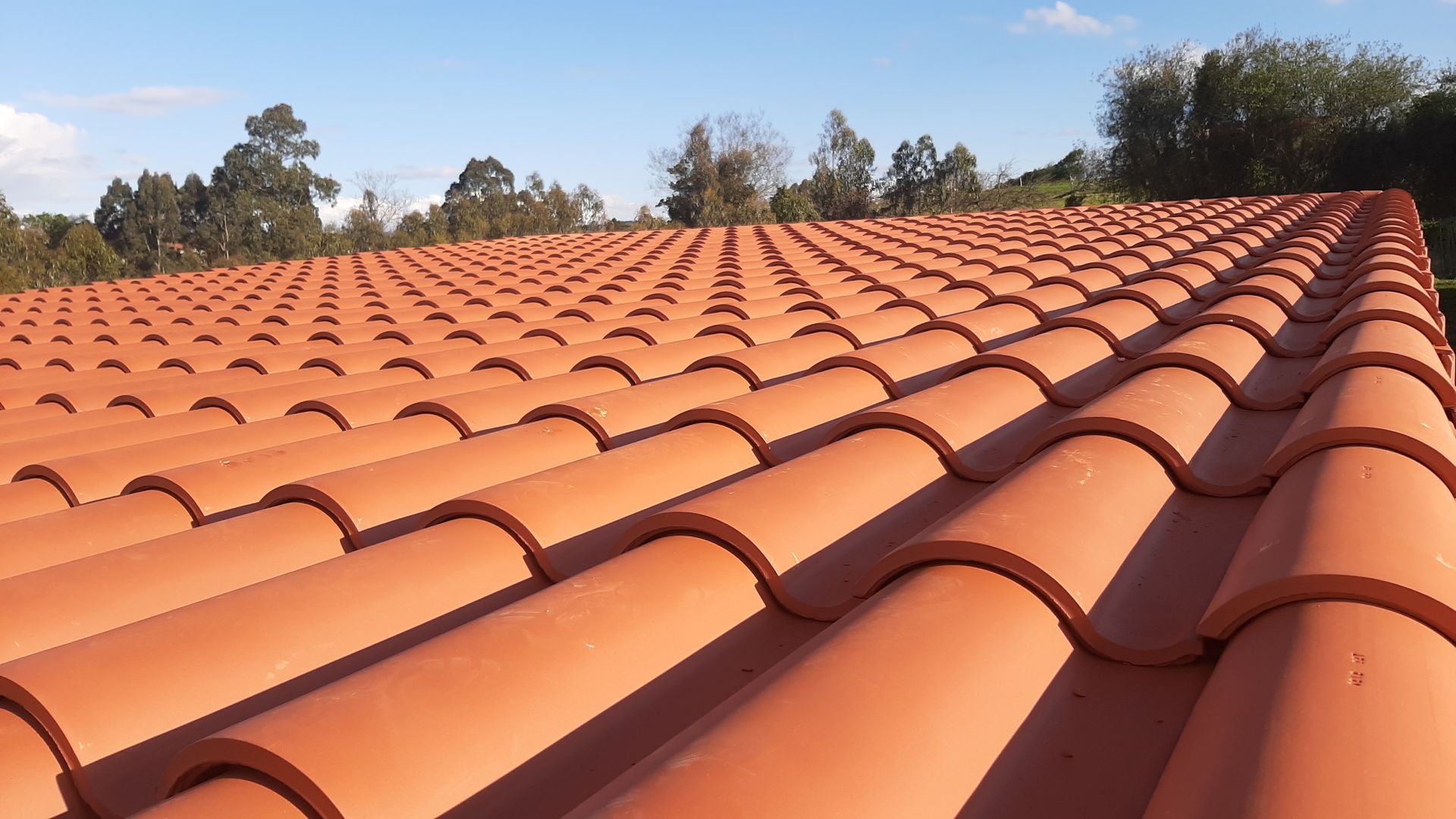 Un techo con muchas tejas rojas.