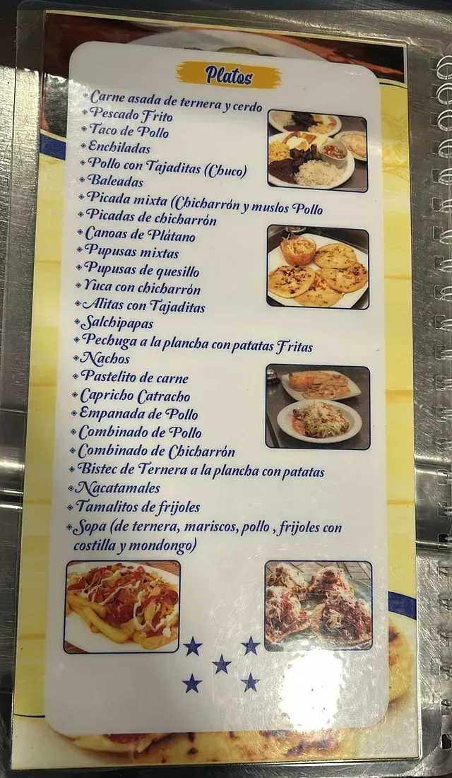Un menú de un restaurante que dice pasta.