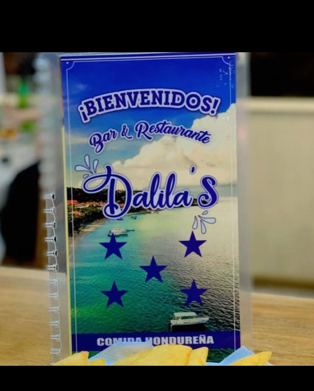 Un menú para el bar y restaurante de Dalila