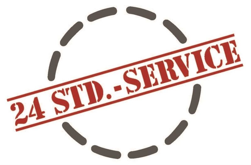 Ein Stempel mit der Aufschrift „24-Stunden-Service“