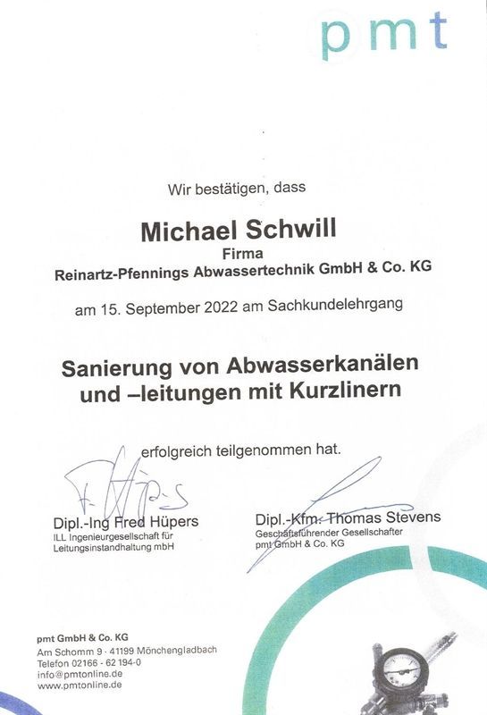 Es ist eine urkunde auf der michael schwill steht.