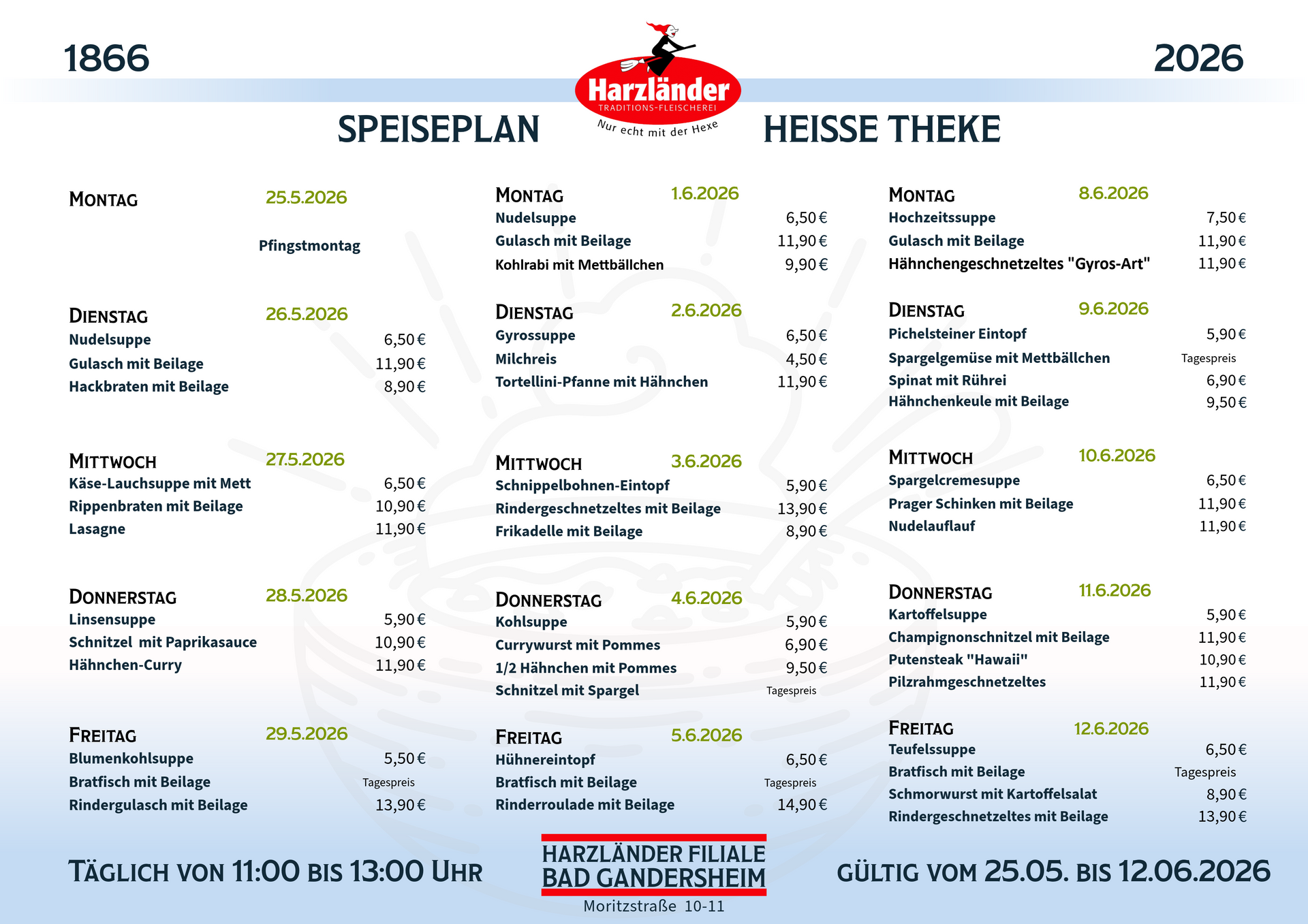 Speisekarte des 