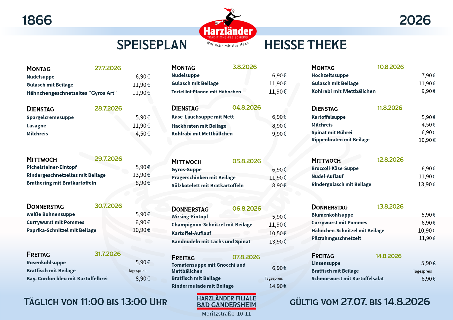 Speisekarte des