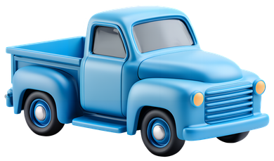Camionnette bleue de dessin animé.