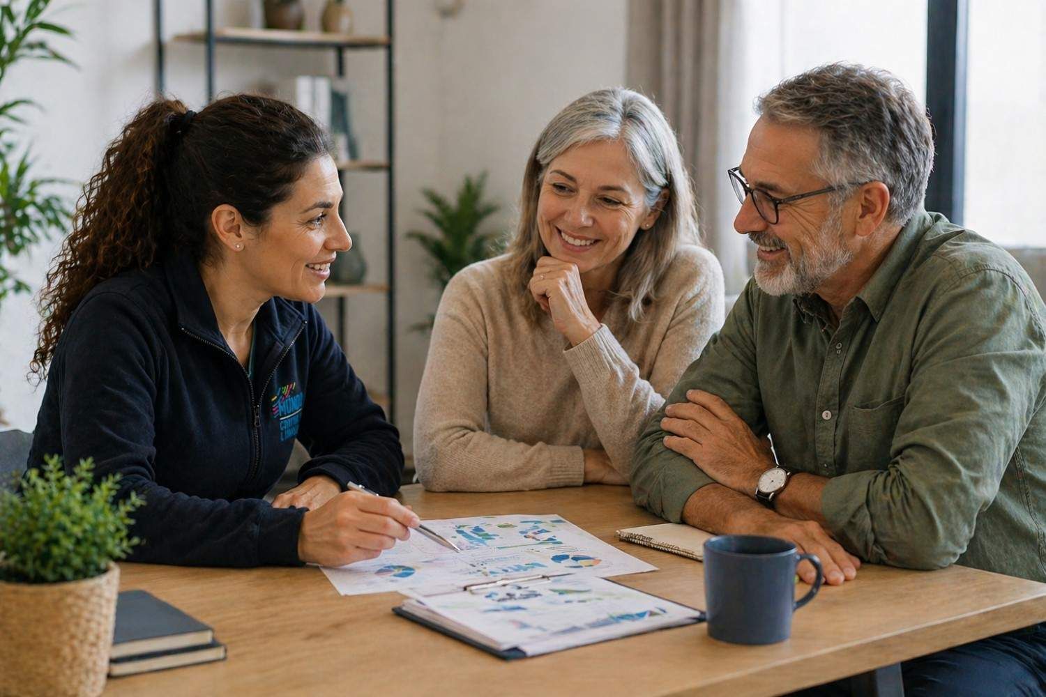 Furgoneta abierta con herramientas aparcada en una calle junto a un seto y un edificio de apartamentos.