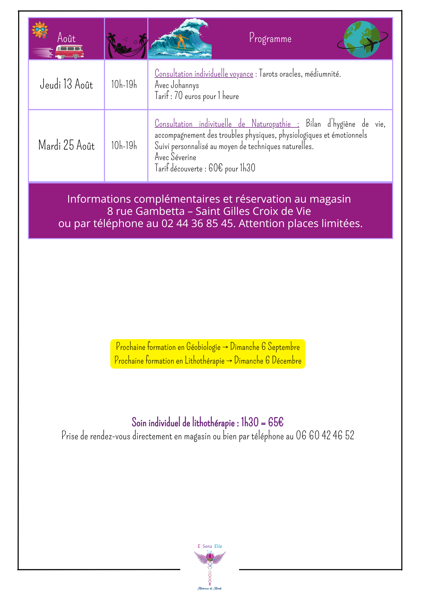 Un tableau répertoriant les événements de l'église pour le mois de mai, incluant les dates, les heures et les descriptions des services et des programmes.