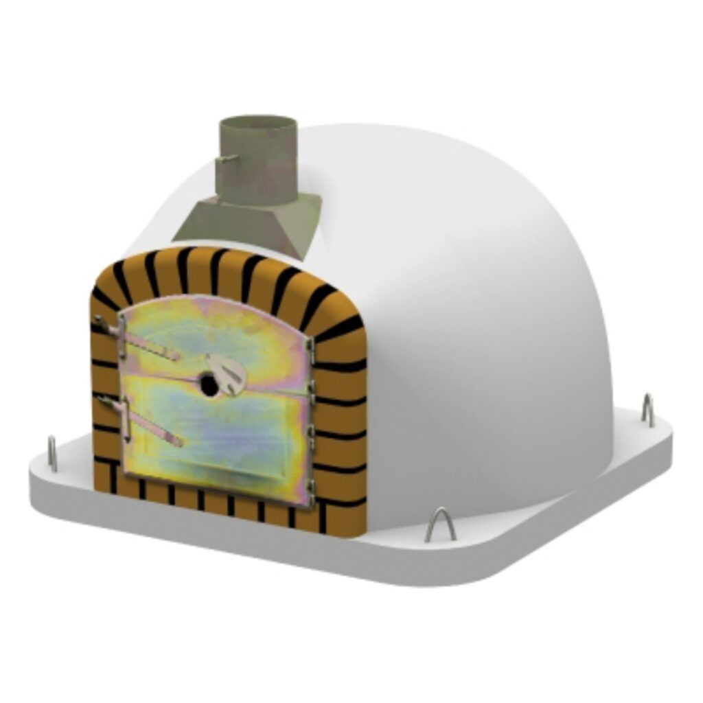 Un modelo 3D de un horno de pizza con puerta.