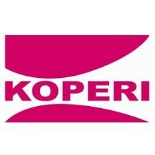 Un logotipo rosa y rojo para una empresa llamada Koperi.