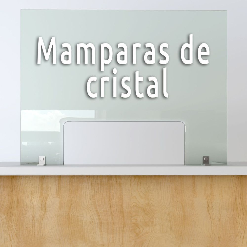 Un mostrador de madera con un protector de vidrio transparente encima.