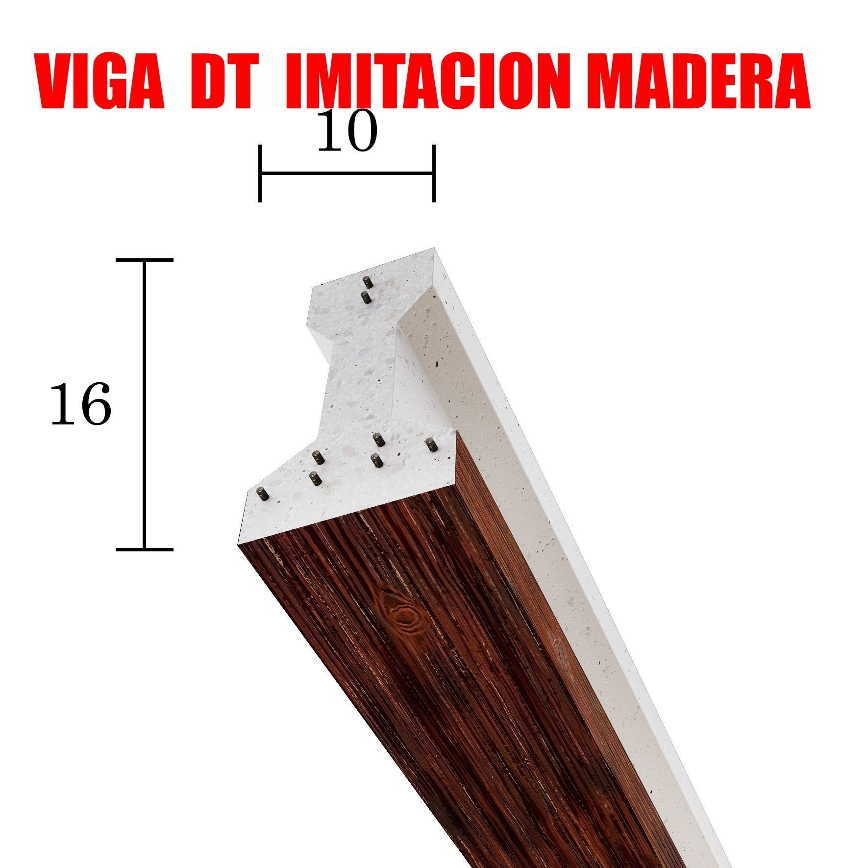 Una imagen de viga dt imitacion madera con medidas