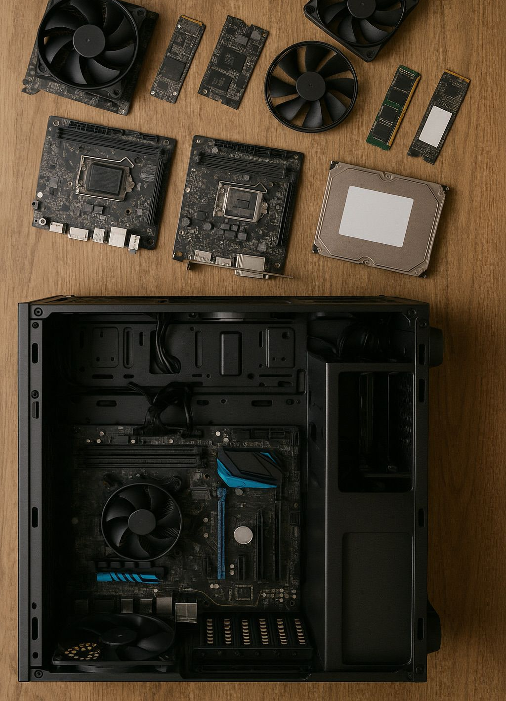 Des éléments informatiques en cours de réparation