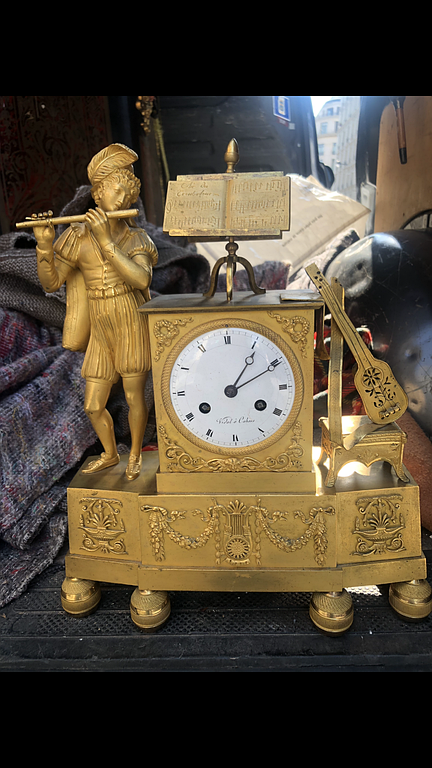 Pendule bronze doré empire