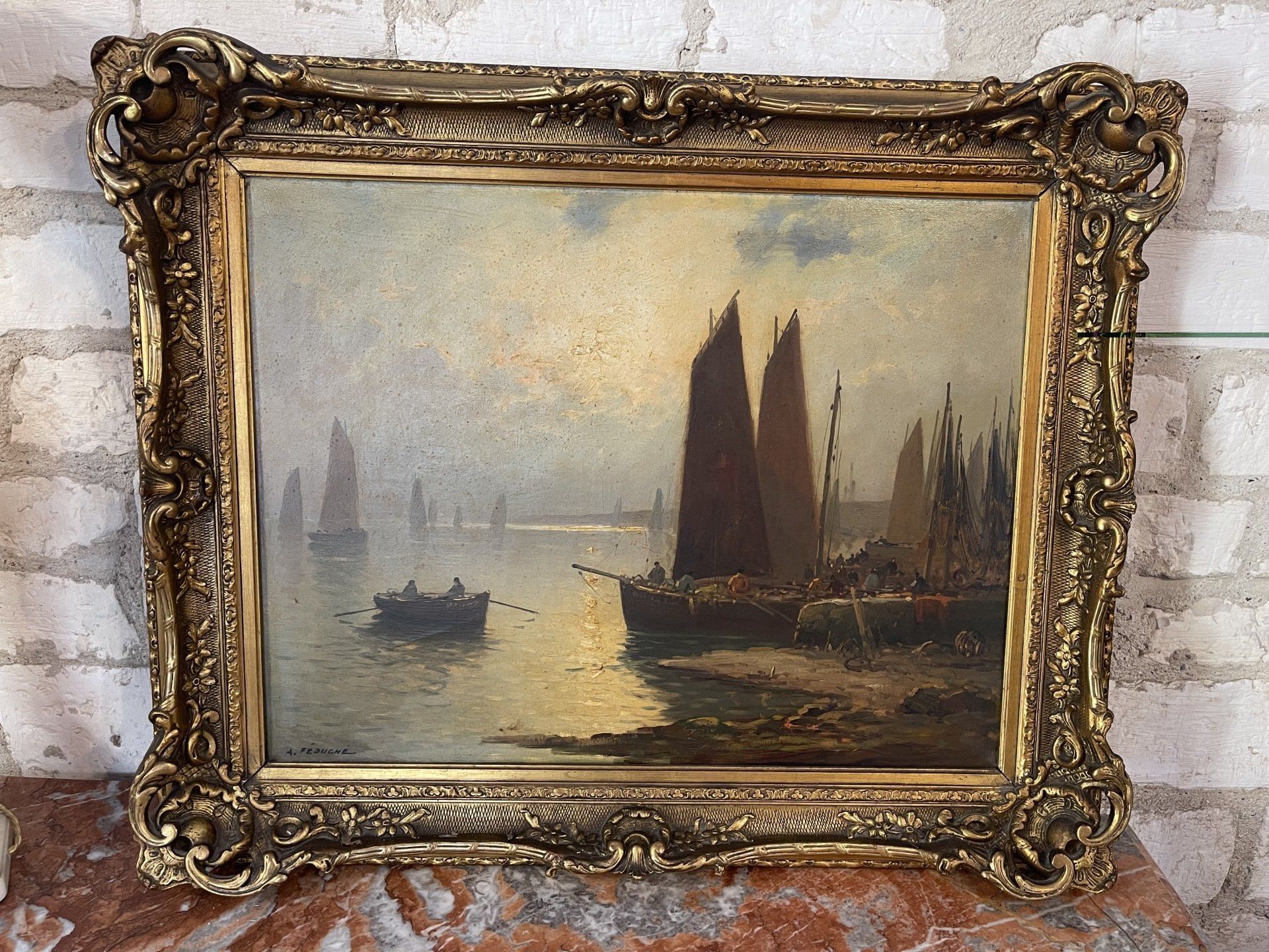 HUILE SUR TOILE MARINE signée A. FEDUCHE