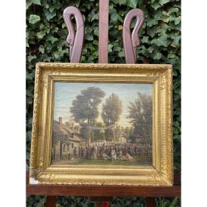 HUILE SUR TOILE ECOLE FRANCAISE DU XIXème LA PROCESSION