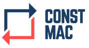 Const Mac -logo, jossa on sininen ja punainen neliönmuotoinen nuolikuvake ja laivastonsininen teksti