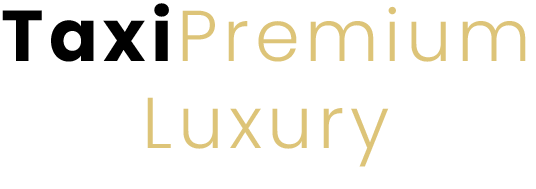 Se muestra un logotipo de taxi de lujo premium sobre un fondo blanco.