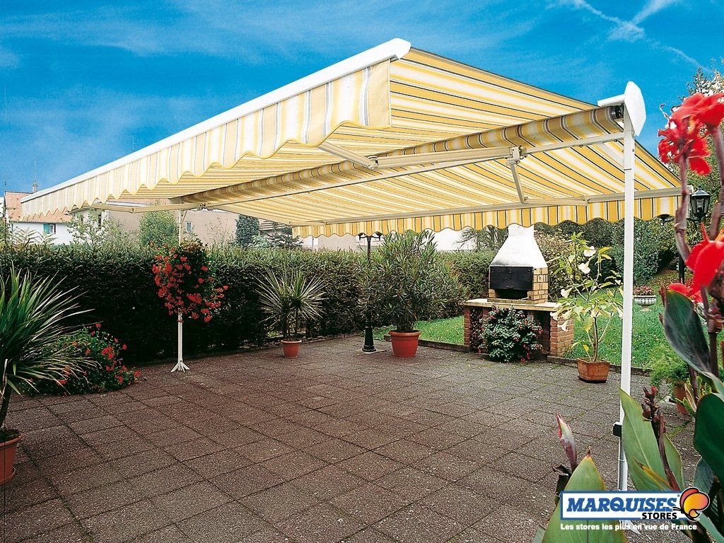 Stores à double pente jaune rayé