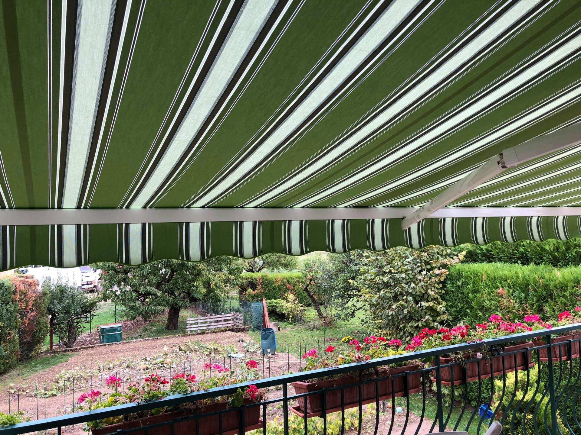 store vert et fleurs