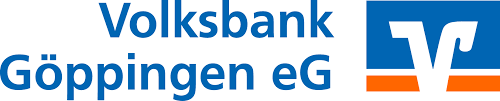 Logo der Volksbank Göppingen eG mit einer blau-orangen „V“-Form.