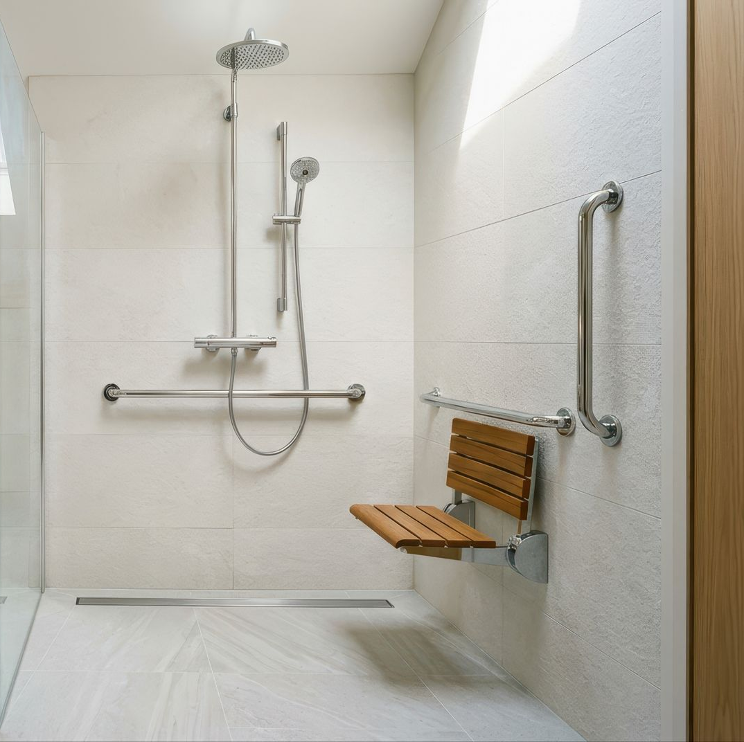 Douche d'une salle de bains pour PMR