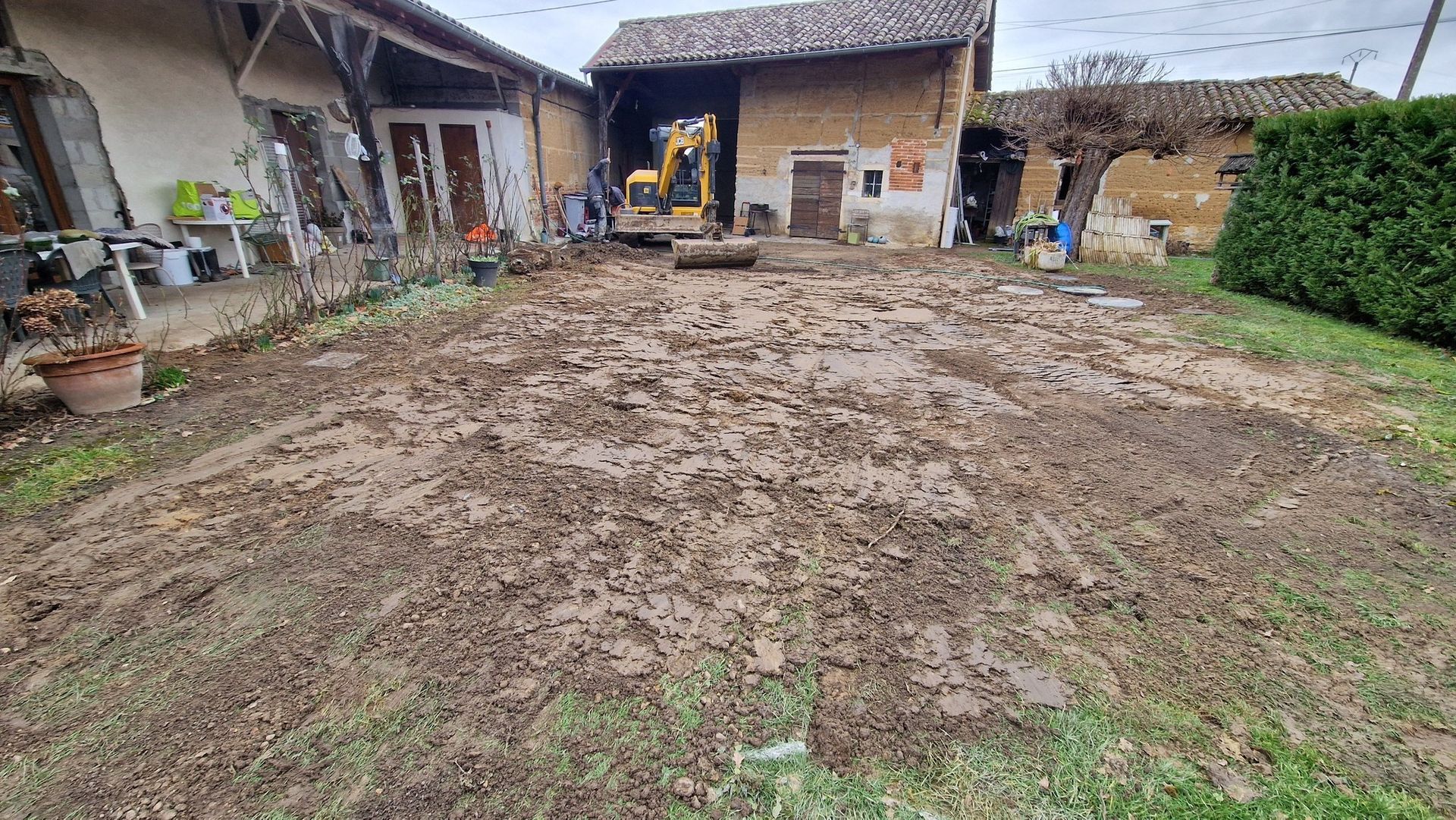 Aplanissement du terrain, fin de chantier