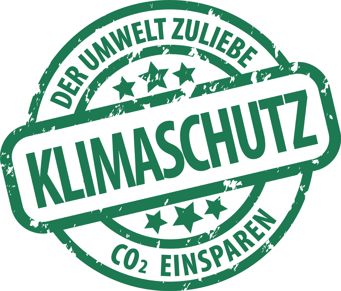 Grünes Klimaschutz-Siegel mit Sternen: „Der Umwelt zuliebe“ und „CO2 einsparen“
