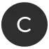 La letra c está en un círculo negro sobre un fondo blanco.