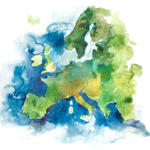 Carte Europe en aquarelle