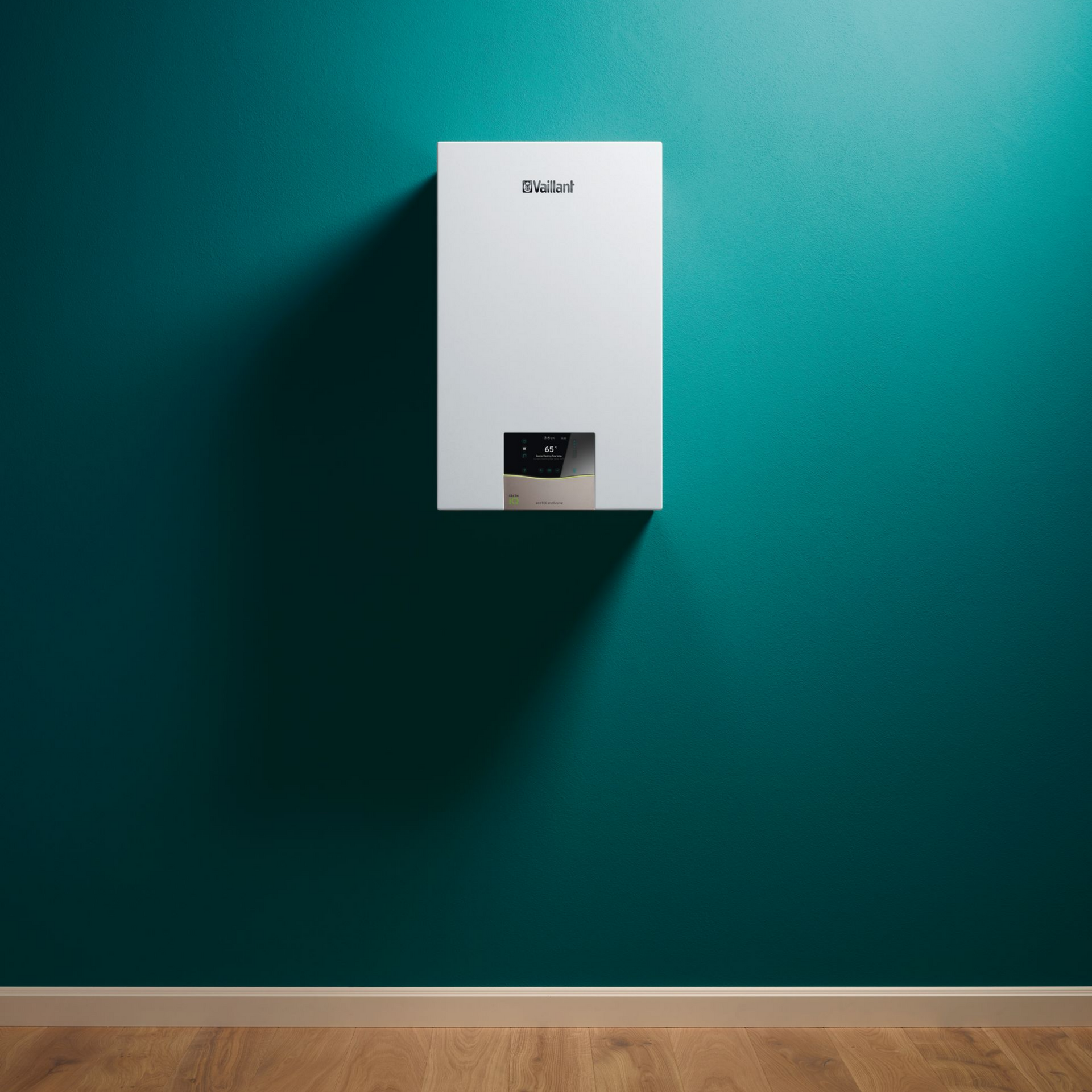 Une chaudière fixée à un mur.