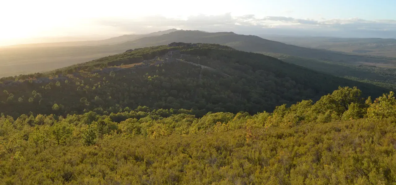 Izquierda: Fachada de iglesia de piedra ornamentada. Derecha: Iglesia con campanario, árboles y puente.