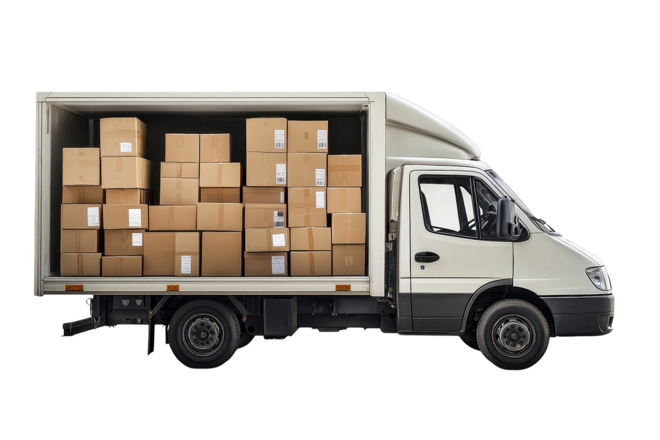 Un camion rempli de cartons