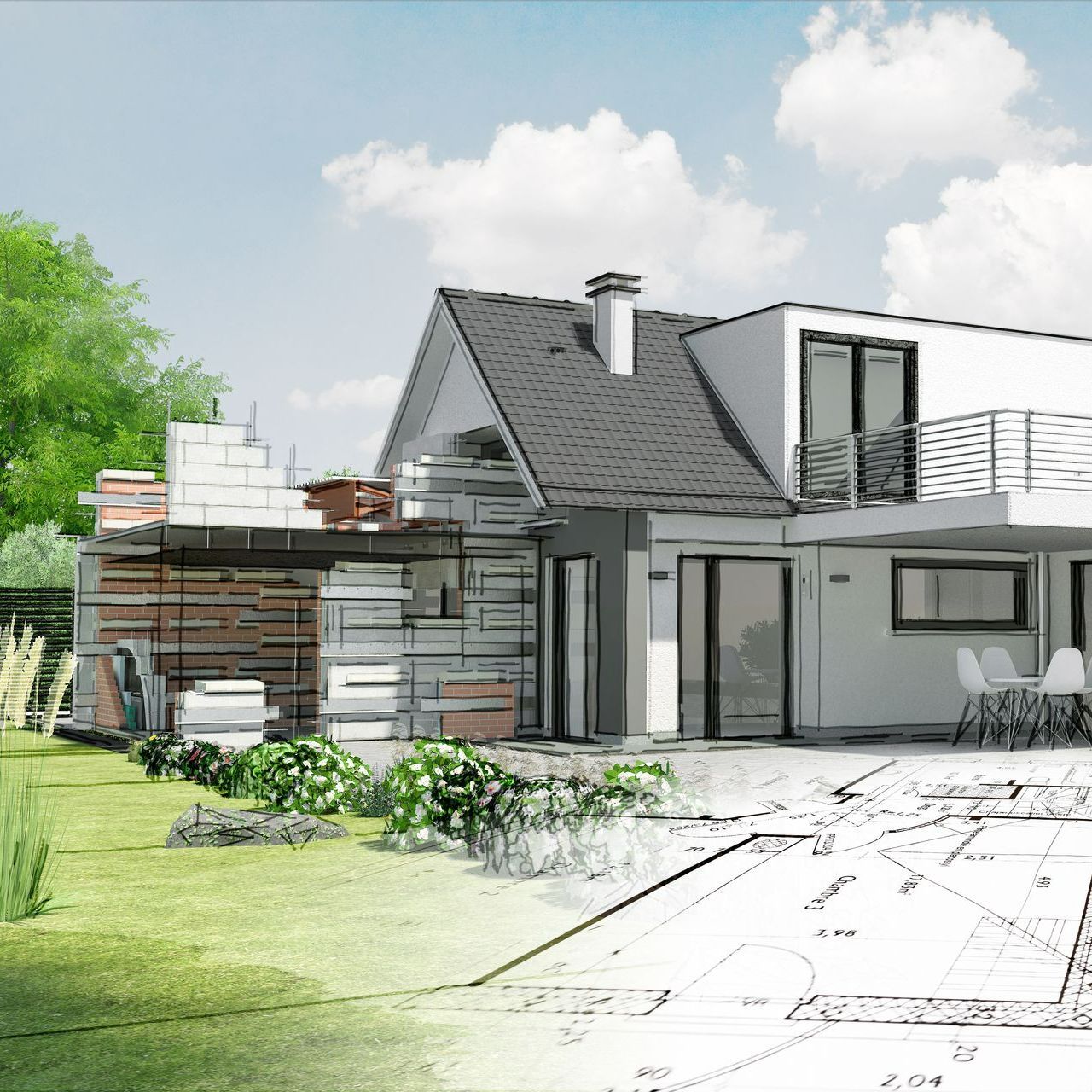 Dessin d'une extension de maison
