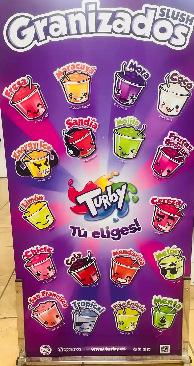 Un colorido cartel con el menú 