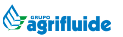 Logotipo de Grupo Agrifluide con texto azul y diseño de hoja verde sobre fondo blanco.