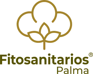Logo de Fitosanitarios Palma con icono vegetal marr&oacute;n y texto verde oliva y gris claro