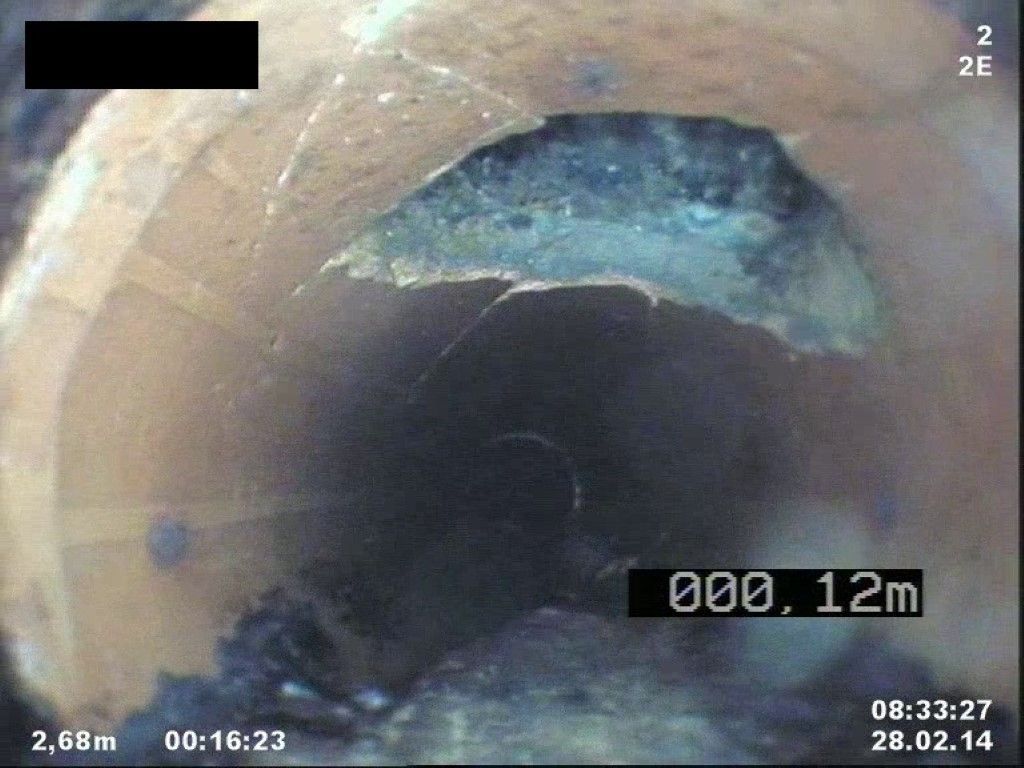 Scherben Bildung in einer Abflussleitung