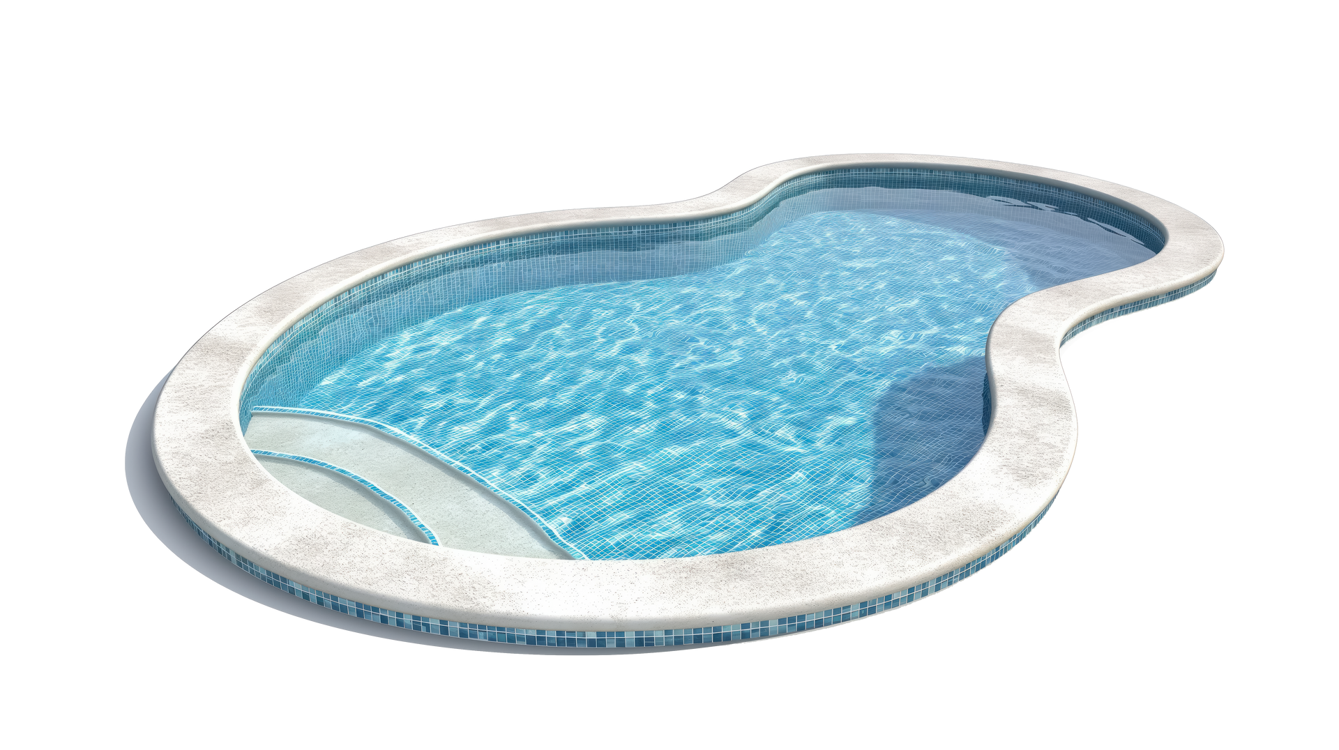 Une piscine arrondie.