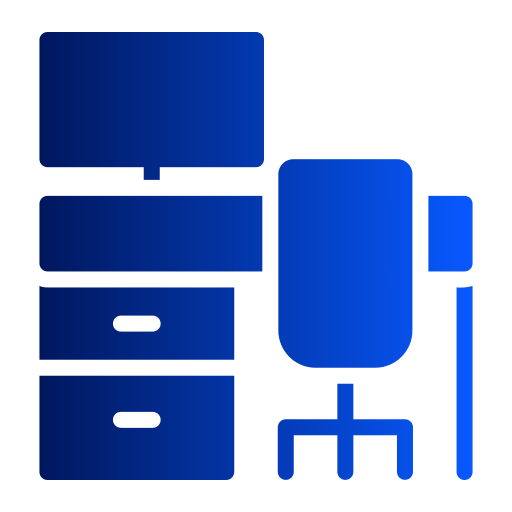 Bureau avec écran et chaise