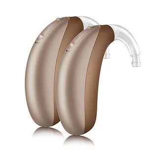 Un par de audífonos están colocados uno al lado del otro sobre una superficie blanca.