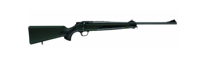 Rifle de cerrojo de color verde oscuro sobre fondo blanco.