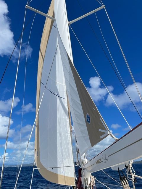 Vue sur les voiles d'un bateau