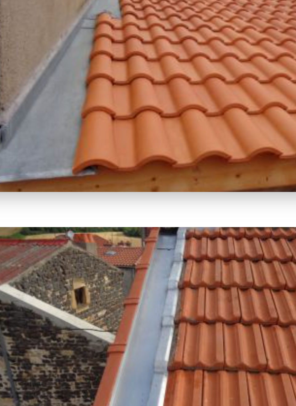 Couloir en zinc sur une toiture en tuiles