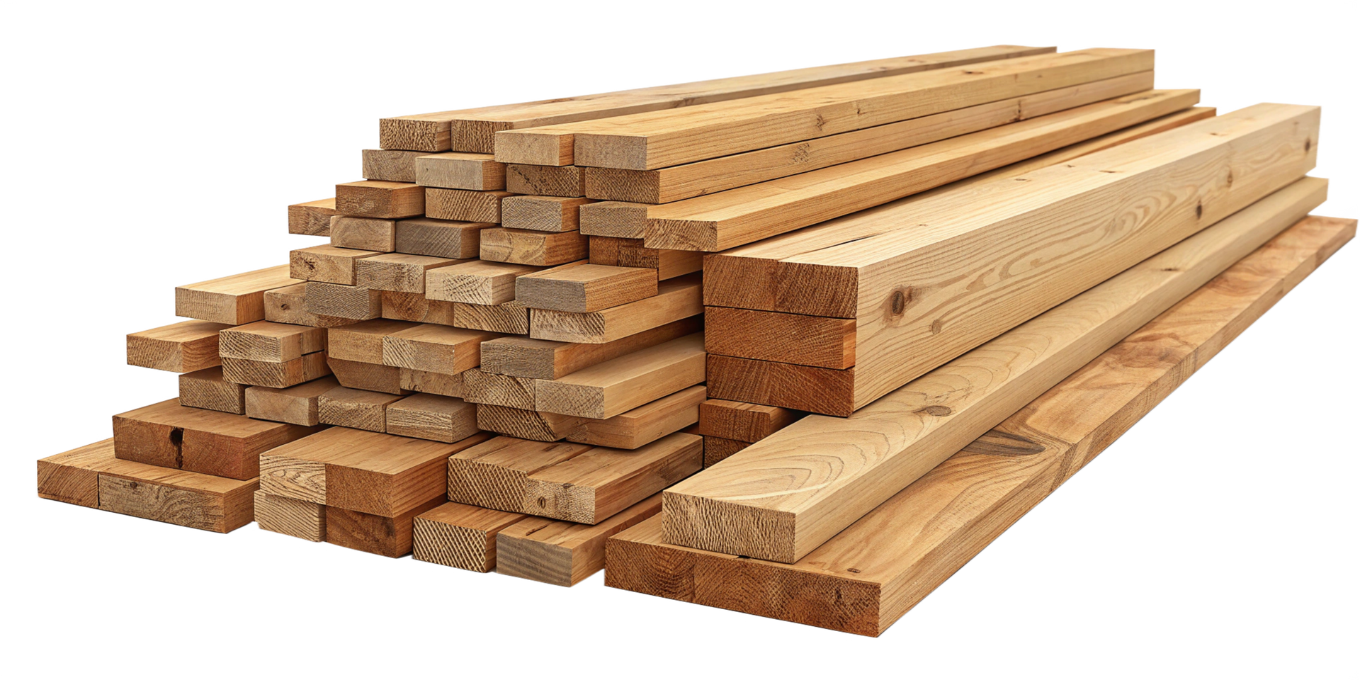 Grandes poutres et planches en bois