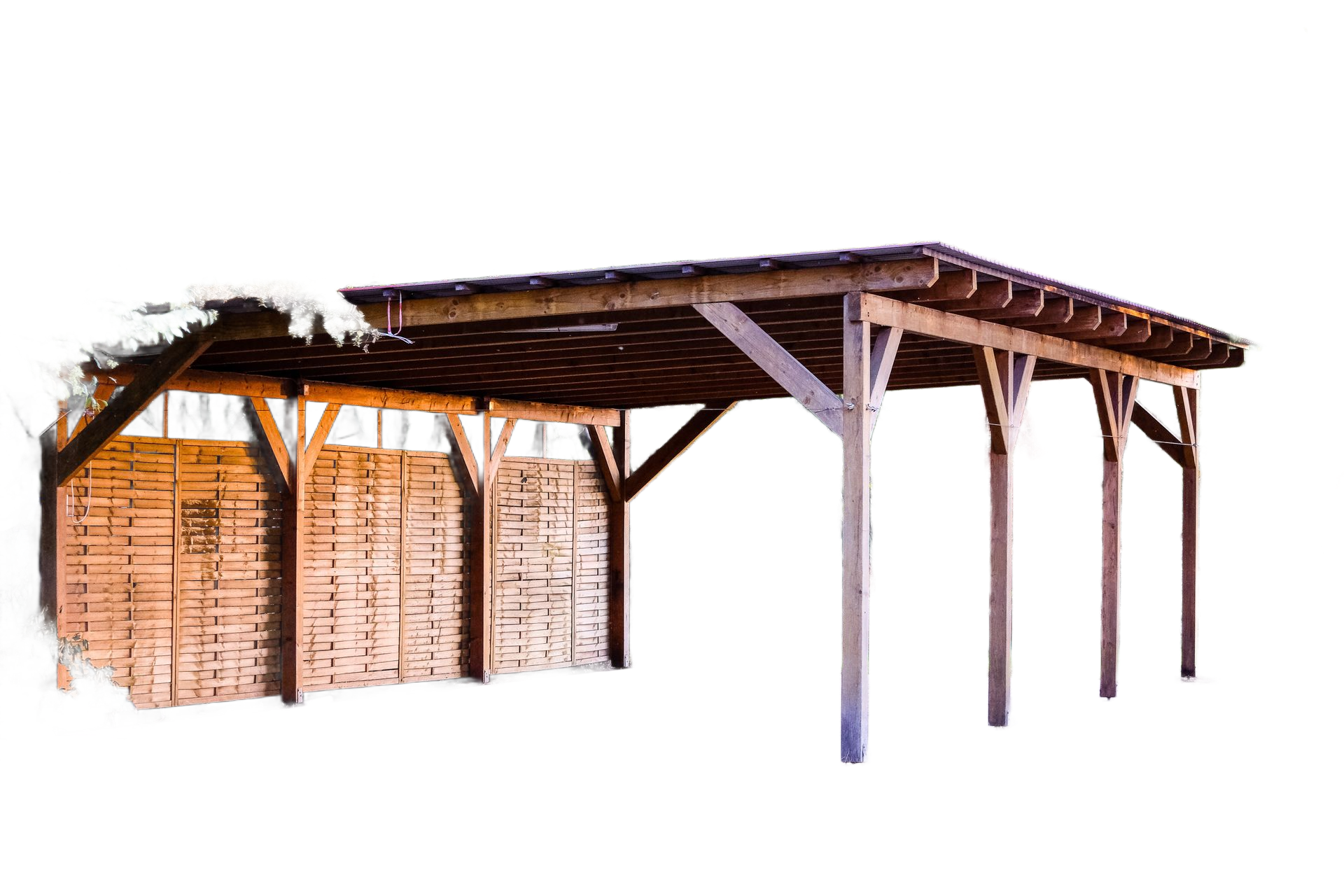 Grand carport avec un fond détouré