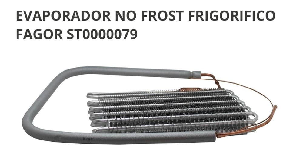 Conjunto de serpentín evaporador para refrigerador Fagor ST000079 sin escarcha, tubería negra sobre fondo blanco.