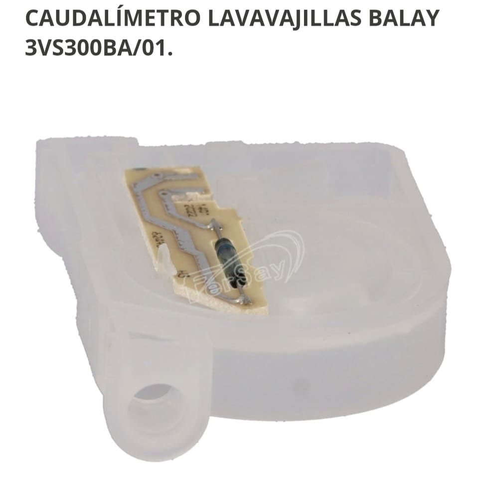 Caudalímetro blanco para lavavajillas Balay 3VS300BA/01 con componente interno visible